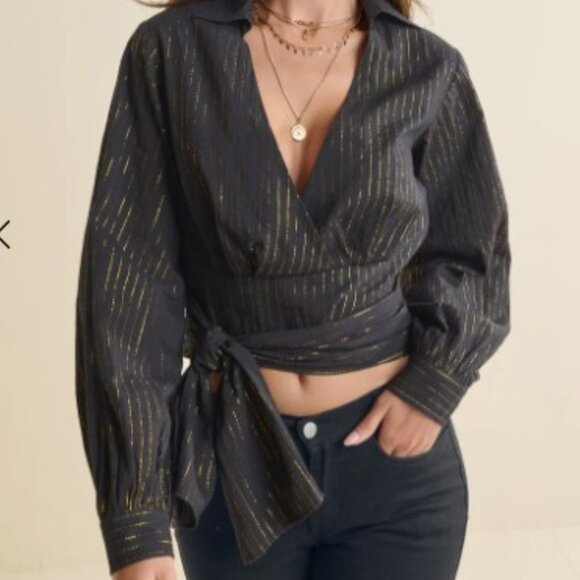 Sash-Tie Wrap Blouse NWT - Picture 1 of 5